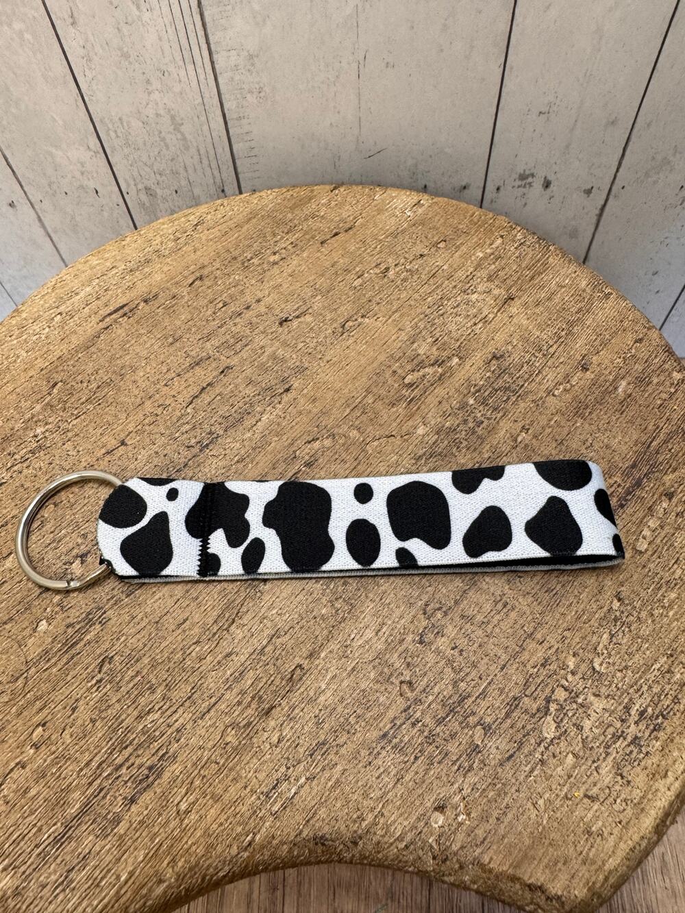 Black White Cow Pattern Wristlet Strap Phone Strap Keychain Keyholder